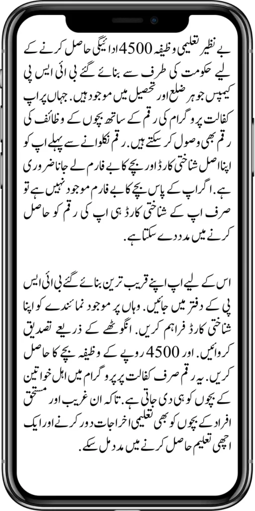 Benazir Taleemi Wazifa 4500 Payment Withdrawal