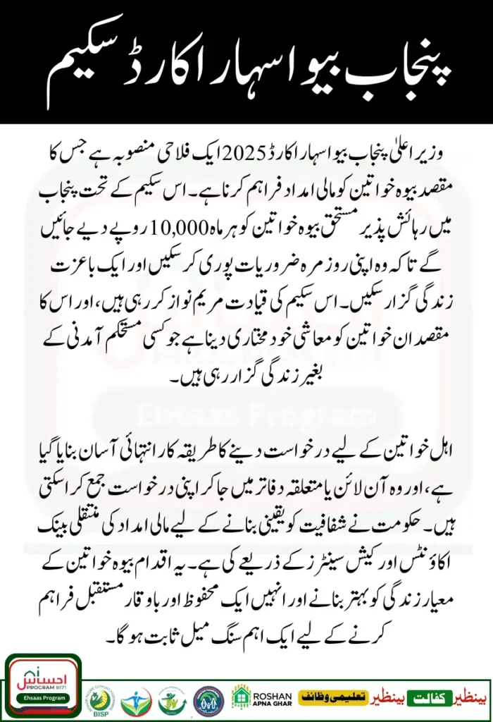 CM Punjab Bewa Sahara Card