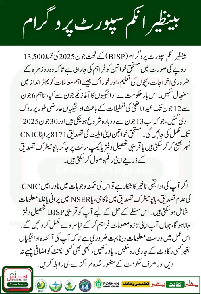 BISP 8171 June 2025 Payment Details