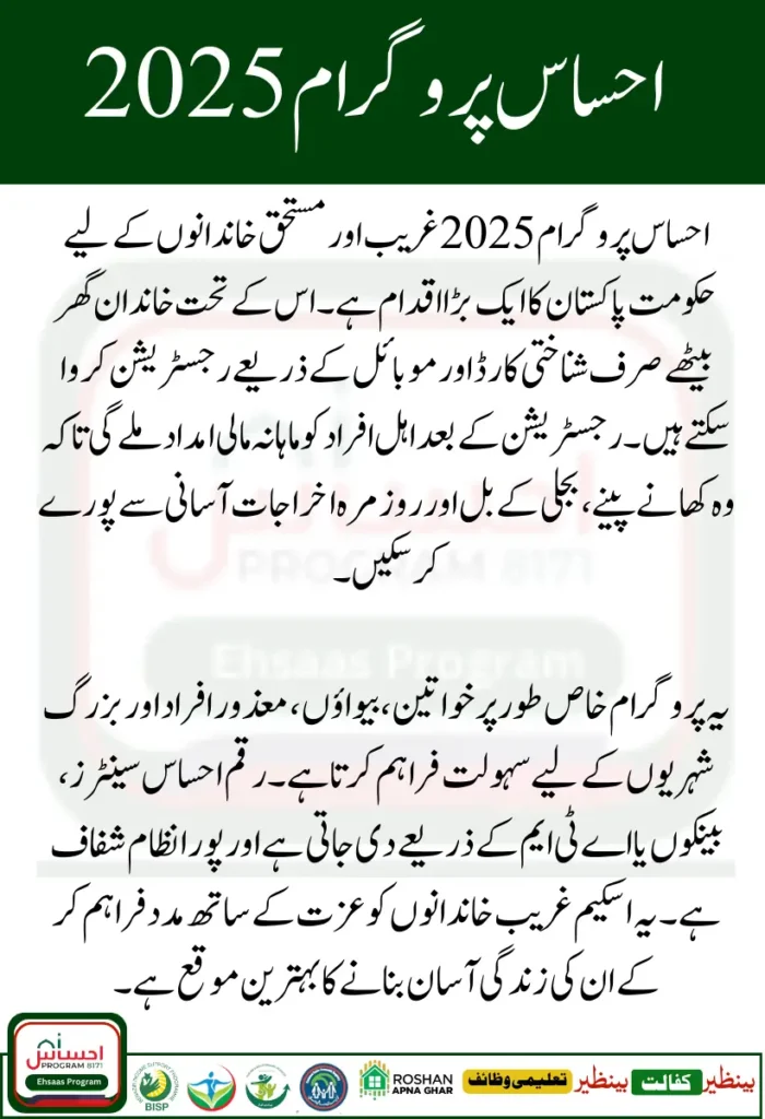 Ehsaas Program 2025 How to Register from Home